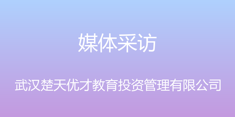 媒体采访 - 武汉楚天优才教育投资管理有限公司