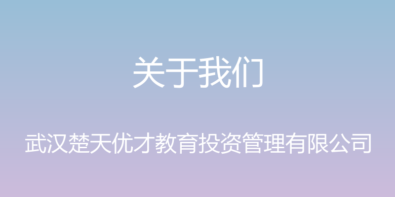 关于我们 - 武汉楚天优才教育投资管理有限公司