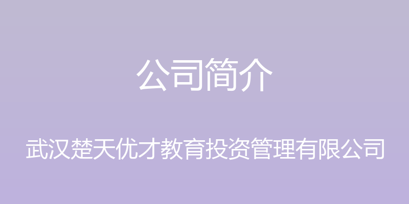 公司简介 - 武汉楚天优才教育投资管理有限公司