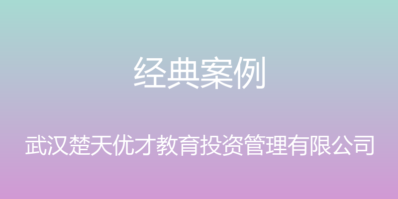 经典案例 - 武汉楚天优才教育投资管理有限公司