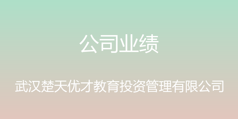 公司业绩 - 武汉楚天优才教育投资管理有限公司