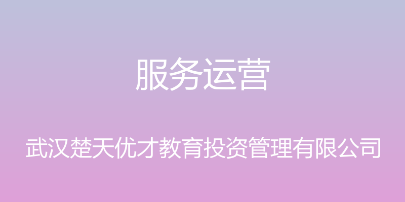 服务运营 - 武汉楚天优才教育投资管理有限公司